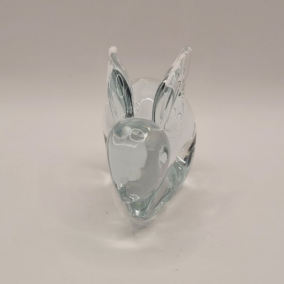Vintage MCM Art Glass Crystal Bunny Rabbit Paperweight Figurine 4" x 3" - Picture 2 of 11